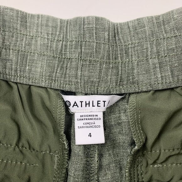 Athleta Aspen Olive Linen Bermuda Short 4 - Picture 3 of 7